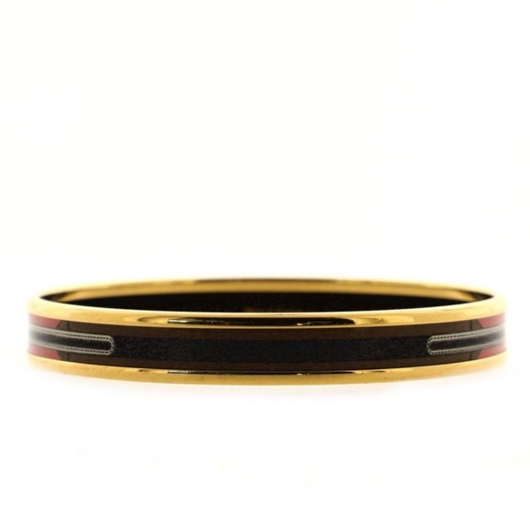 🐎 Hermes Caleche Sangles Printed Enamel Narrow Bangle Bracelet - Picture 5 of 7